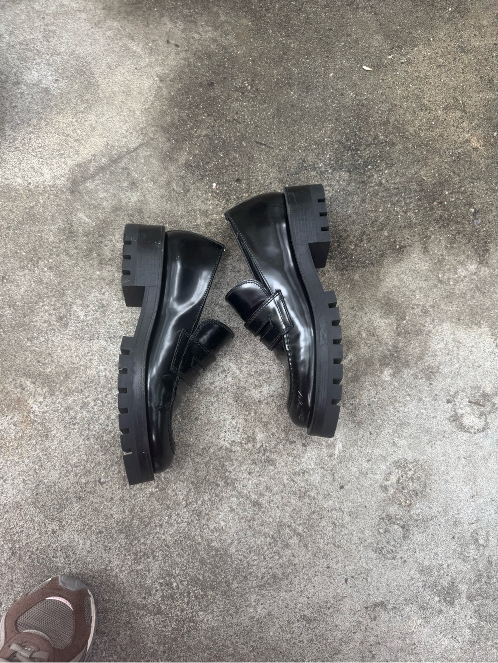 Zara Black Leather Penny Loafers size 38